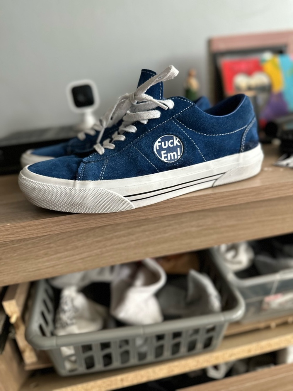 Vans x Supreme Sid Fck EM Blue Suede Low-Top Sneakers with White Sole